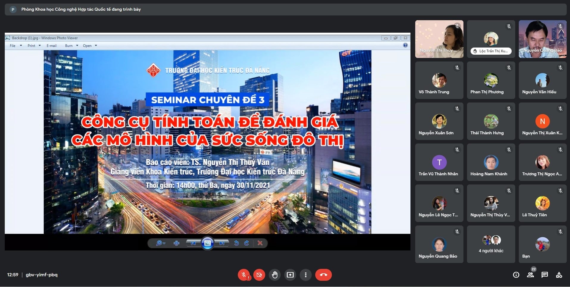 𝐒𝐄𝐌𝐈𝐍𝐀𝐑 chuyên đề số 03 về “Công cụ tính toán để đánh giá các mô hình của sức sống đô thị”