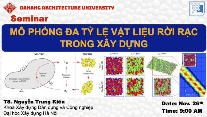 Thư mời đăng ký tham dự Seminar chuyên đề thứ 9: "Mô phỏng đa tỷ lệ vật liệu rời rạc trong xây dựng"